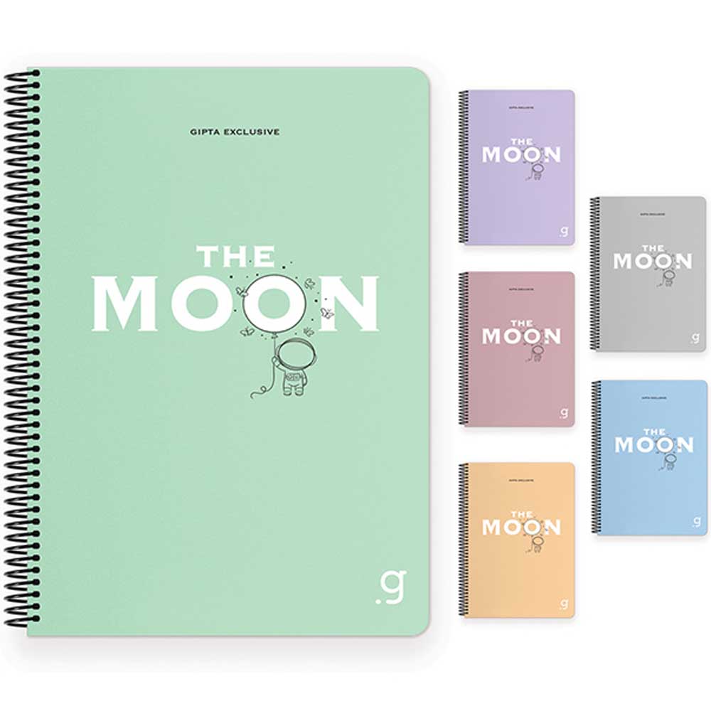 Gıpta Moon Spiralli Plastik Kapak Defter A4 80 YP Kareli