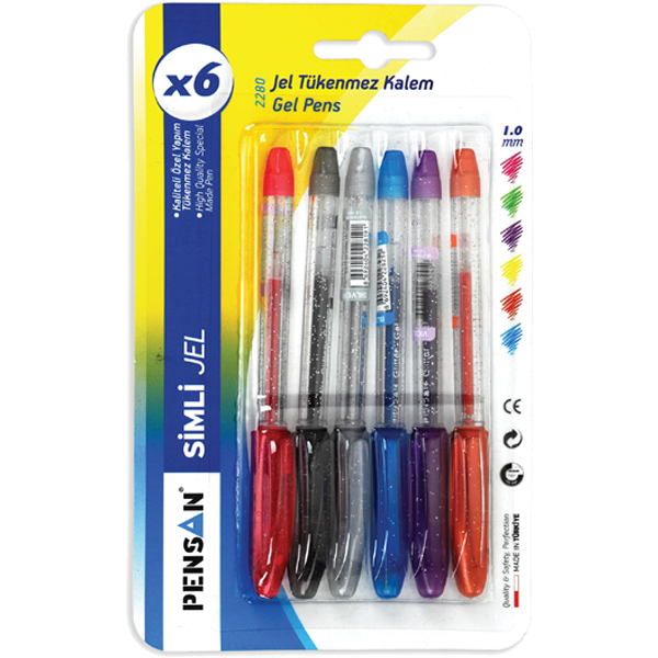 Pensan Tükenmez Kalem Jel Simli 1.0 MM Siyah 2280