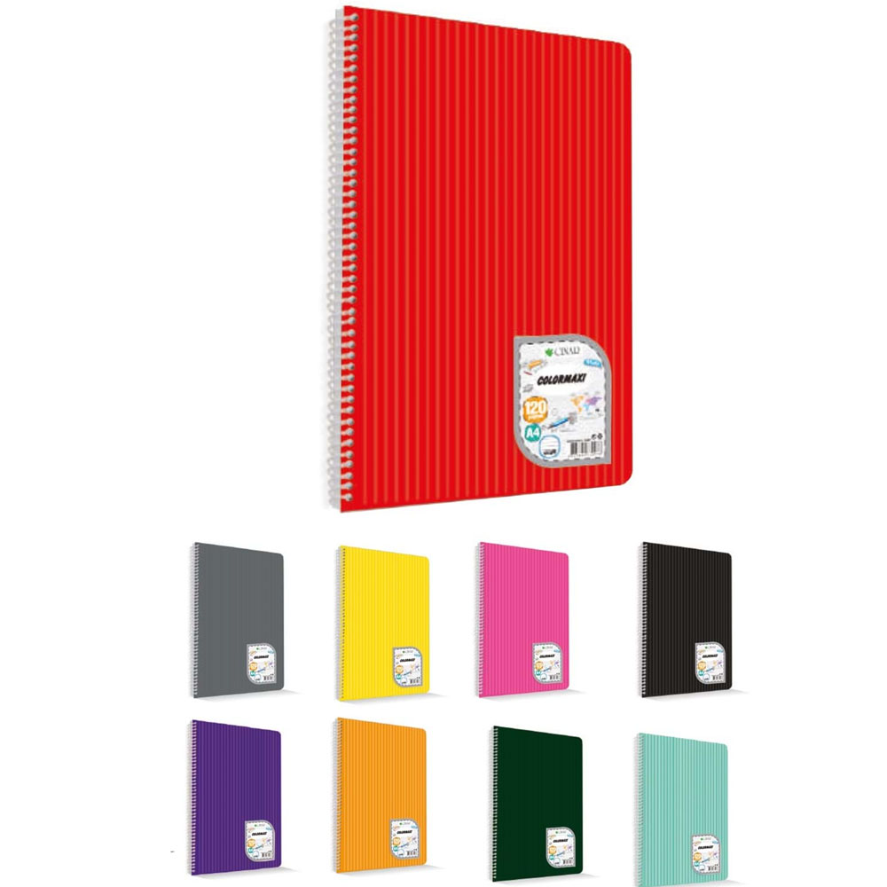 Çınar Colormaxi Spiralli Defter Plastik Kapak A4 40 YP Kareli 40/4